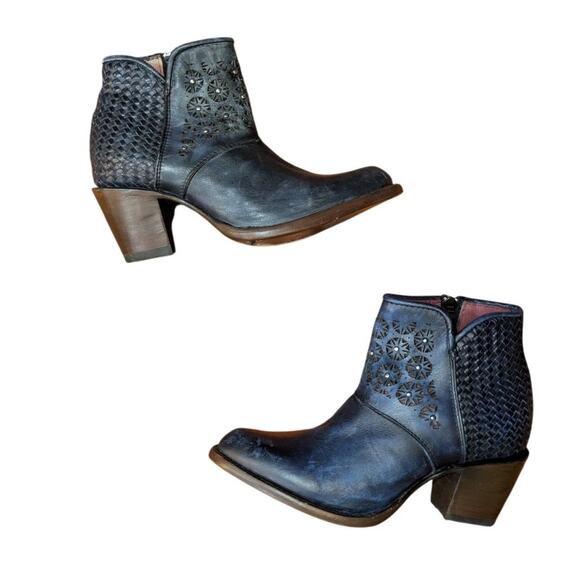 GoldRush Navy Leather Ankle Boots Size 7.5 - Picture 6 of 7